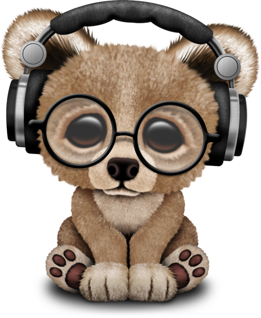 Cute Baby Bear Wearing Headphones