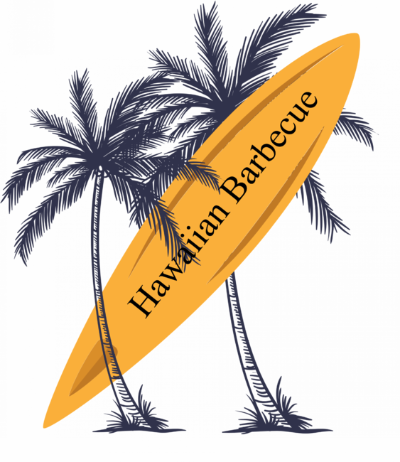 Hawaiian Barbecue Surfboard Palm Tree Beach