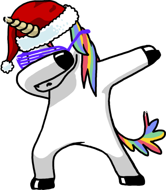 Dabbing Unicorn Shirt Hip Hop Dab Santa Hat Christmas Shirt V