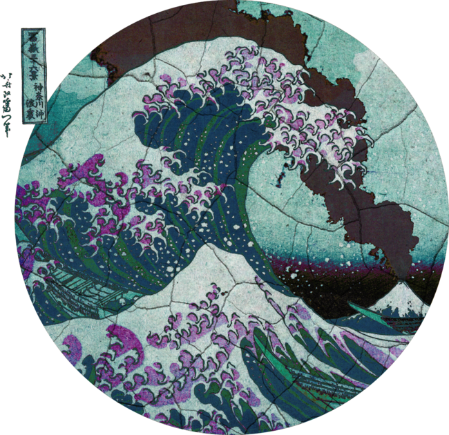 Great Wave Eruption and Vintage Texture