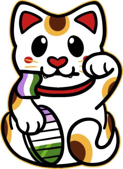 LGBTQ+ Pride Lucky Cat - Genderqueer by leashonlife