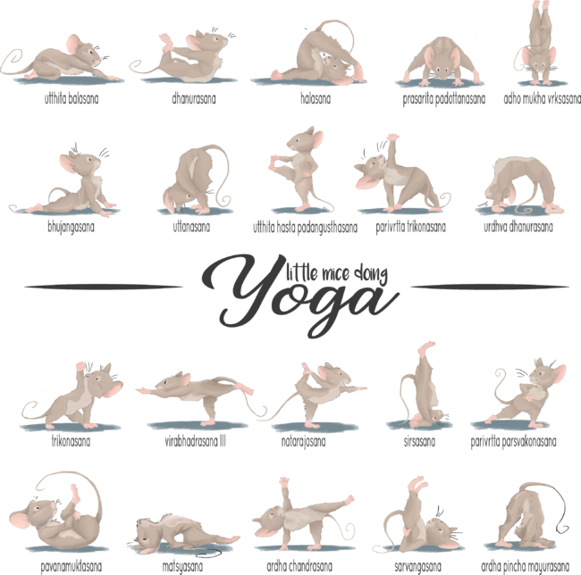 Little mice in yoga poses