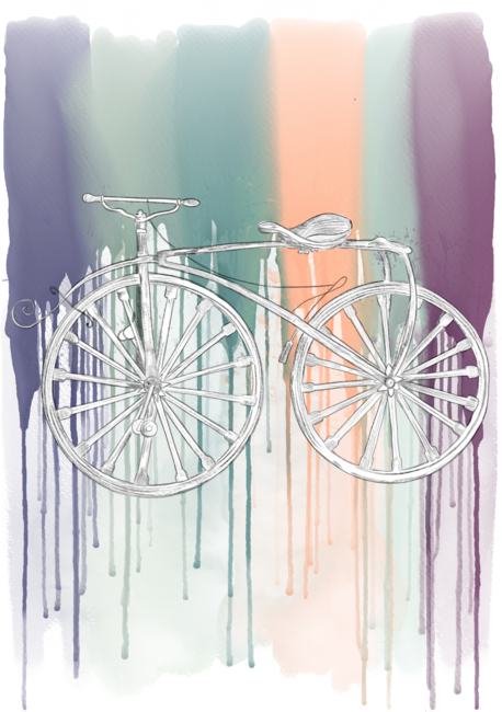 Love Bicycle Ride Watercolor Vintage