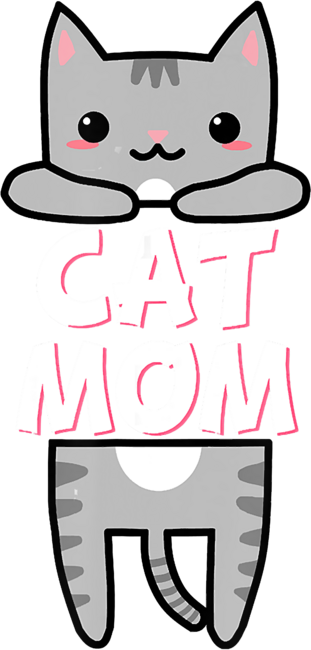 Cat Mom Kawaii Grey Tabby Kitty Cute Cat T-Shirt by Chos