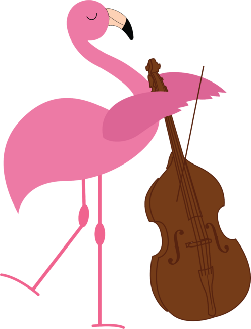 Playing Double Bass Flamingo Lover Animal Lover Gift by Saltpepper