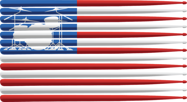 American Drummer Flag with Drum Kit and Drum Sticks