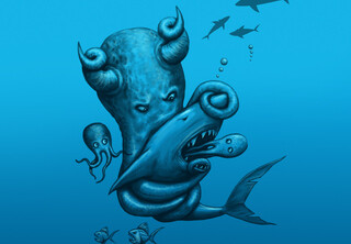 Octopus Vs Shark by joelsailo
