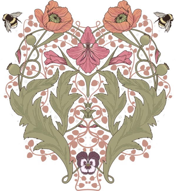 Spring Pattern with Poppy Flowers and Gladioli II