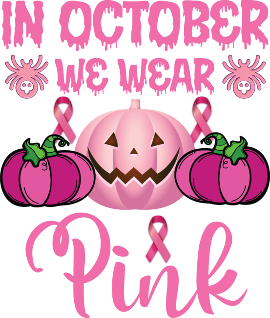 In October We Wear Pink Ribbon Leopard Pumpkin