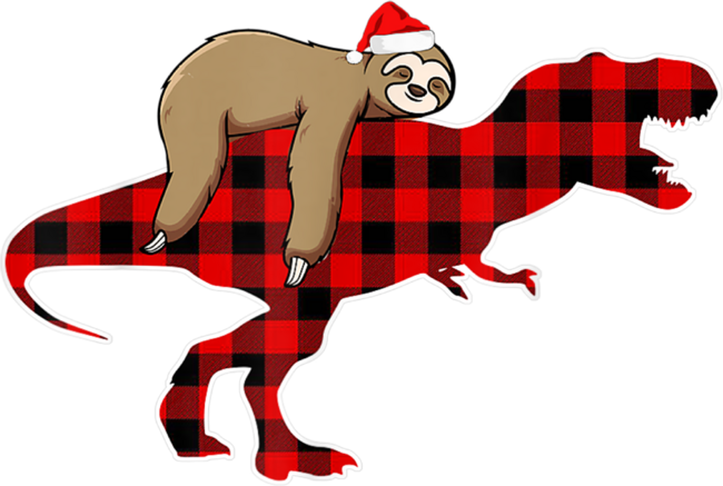 Christmas Sloth Riding Dinosaur by MiniWeird