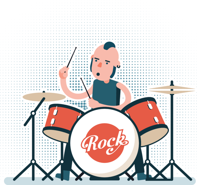 Cartoon rock drummer