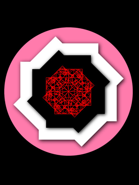 Flower of Beaty - Geometric flower art in pink, black and white