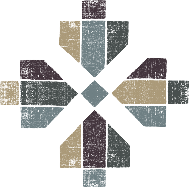 Geometric Distressed Western Cross with Earth Tones by ddtk