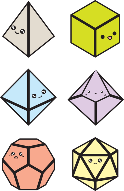 Kawaii Polyhedral Dice Set by pixeptional