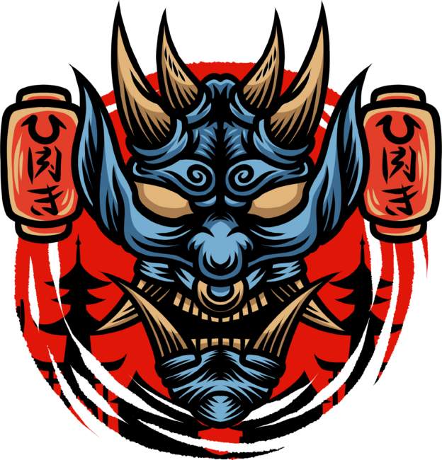 Bushido kabuki samurai japan graphic devil mask by ThreeSecond