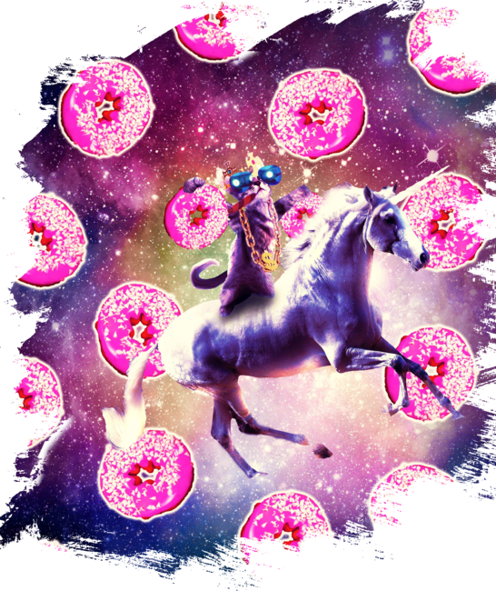 Thug Space Cat On Unicorn - Donut