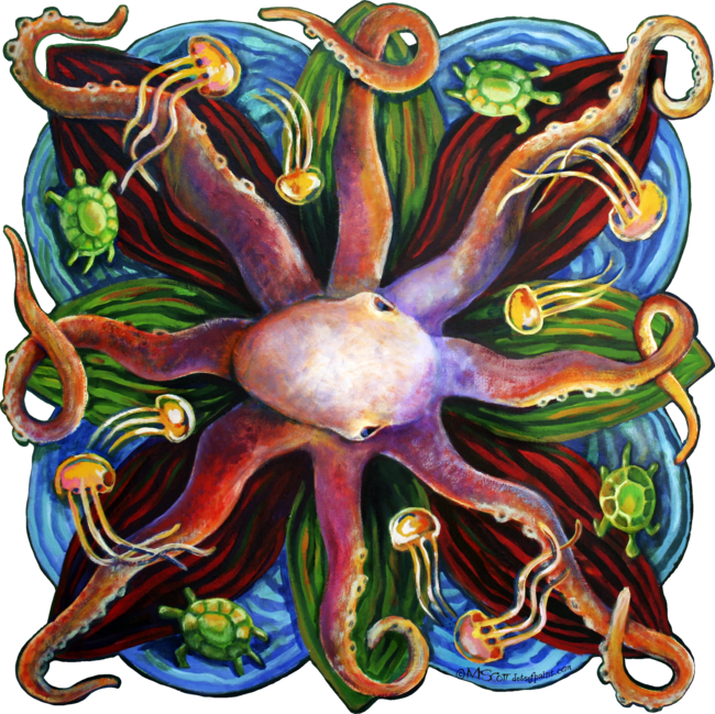 Mandala -Octopus and his Friends - by dotsofpaint studios