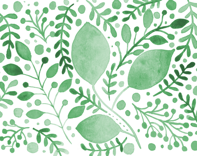Green watercolor leaves