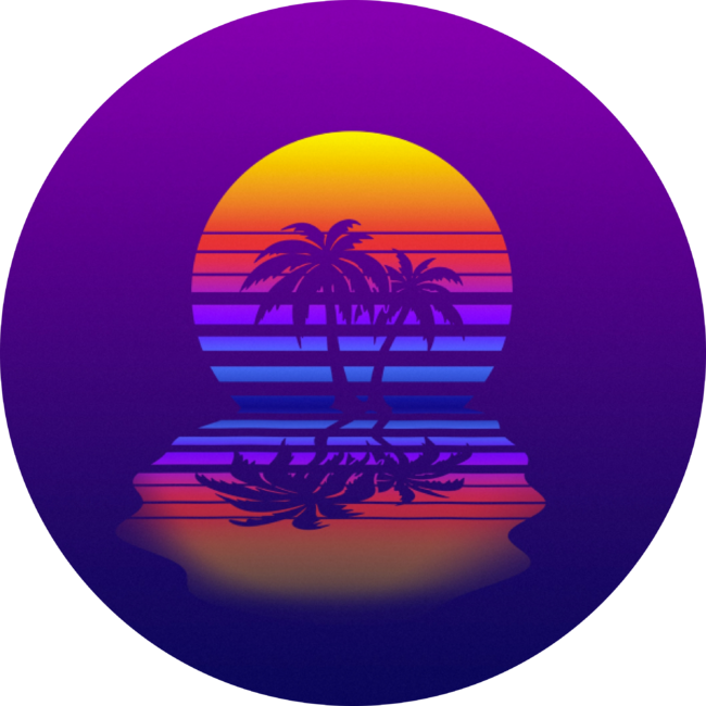 Synthwave Space: Sunset with palm