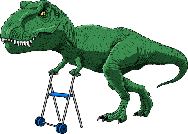 Old T-Rex with walker
