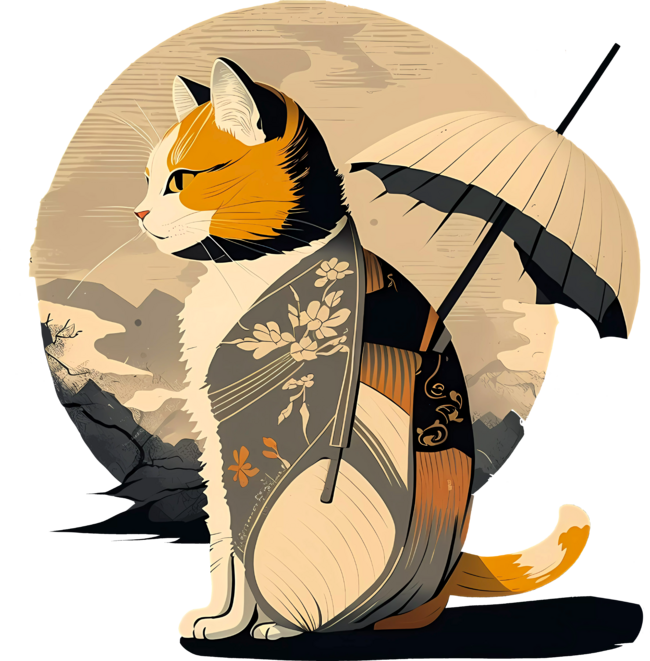 cat, japanese style by NemfisArt