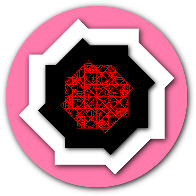 Flower of Beaty - Geometric flower art in pink, black and white