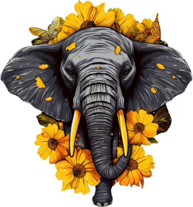 Elephant Sunflowers Cute Elephant Lover Graphic by AlexaMerch