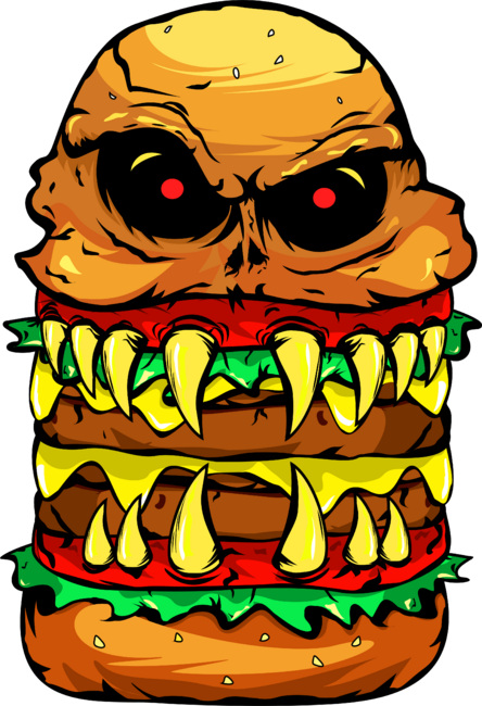 Funny Scary Monster Cheese Burger