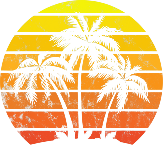 Retro Vintage sunset coco palm tree shirts tropical beach