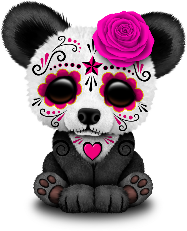 Pink Day of the Dead Sugar Skull Panda by jeffbartels