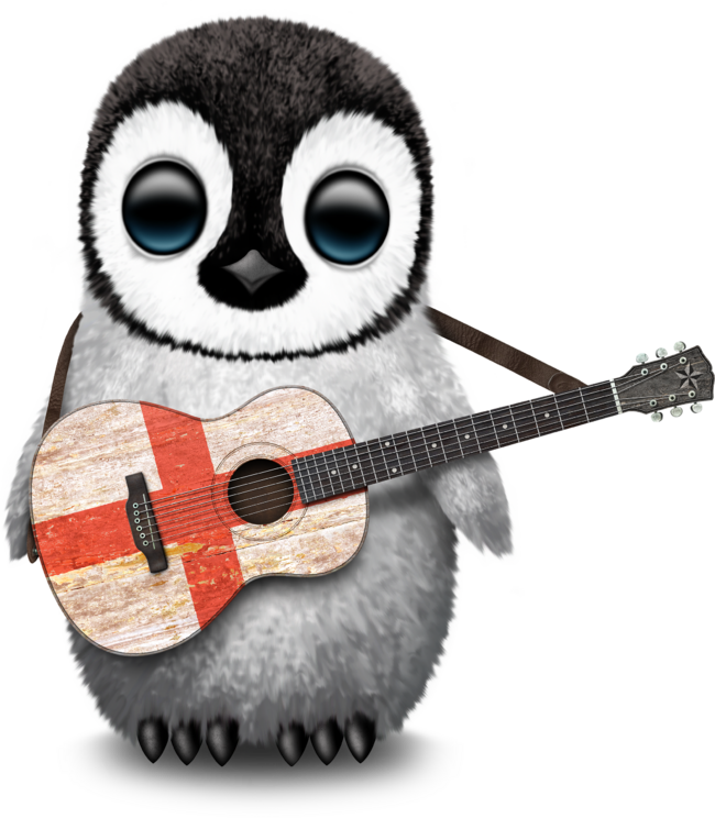 Baby Penguin Playing English Flag Guitar by jeffbartels
