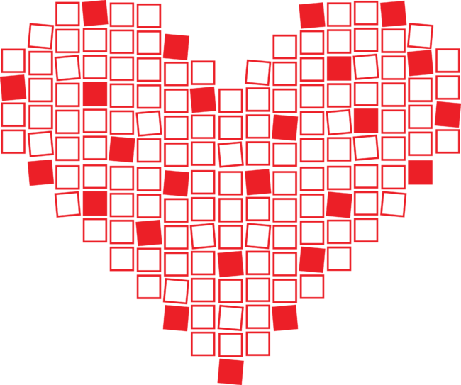 Heart Pixels - Valentine's day heart square imperfect pixels