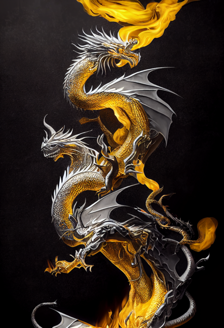 Silver and gold dragon