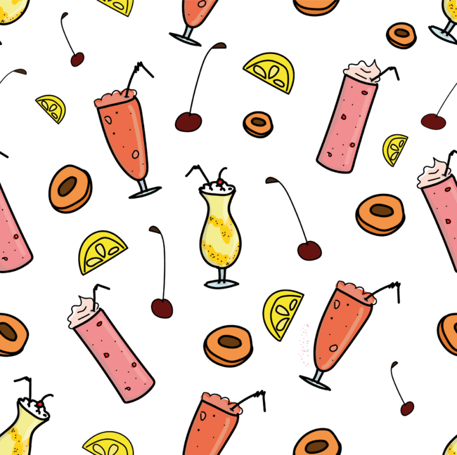 Pattern with cocktails