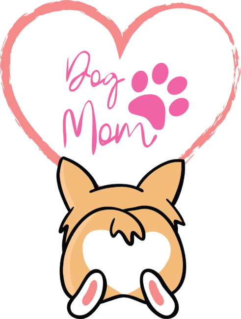 dog mom illustration - cute corgi butt