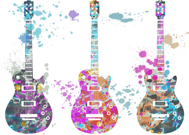 Geometric Guitar Watercolor Silhouette Geometric Guitars by eleanorstanley