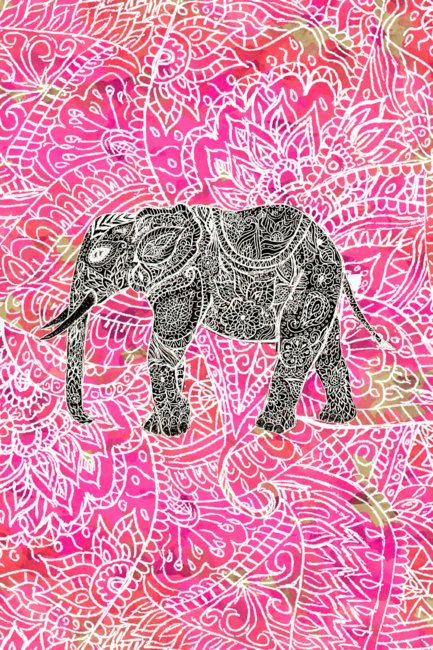 Pink Tribal Paisley Elephant Henna Pattern