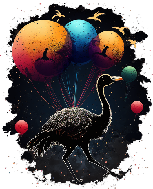 ostrich with balloons