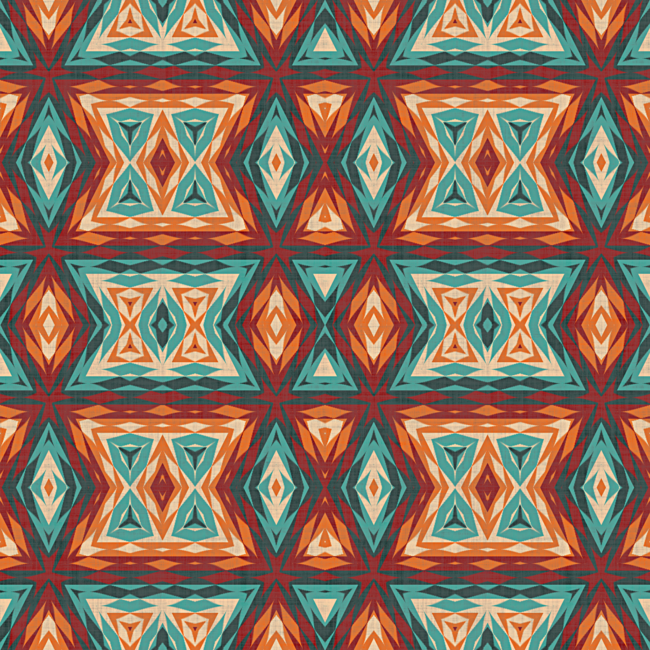Mint Turquoise Green Caramel Brown Mosaic Pattern by LolaCapricola