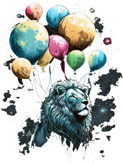 lion with balloons