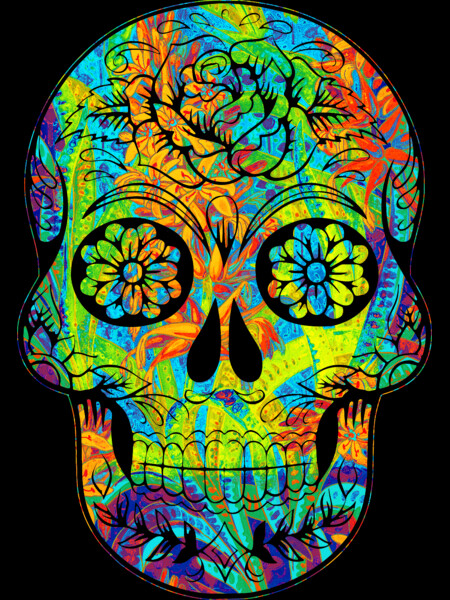 Dia del Muertos Day of the dead halloween floral skull by ppanda