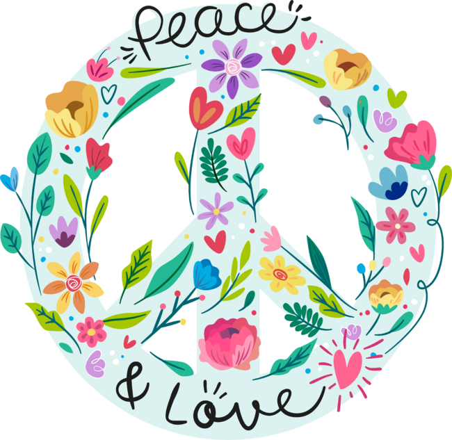 Peace And Love Flower Power Symbol