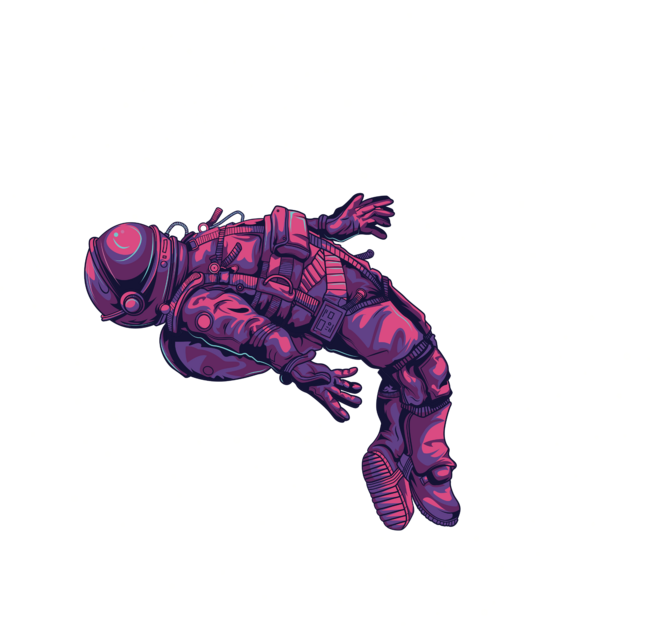 Astronaut Drifting  And Floating Weightless In Outer Space