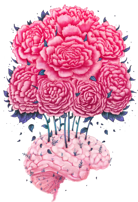 Creative brains with peonies