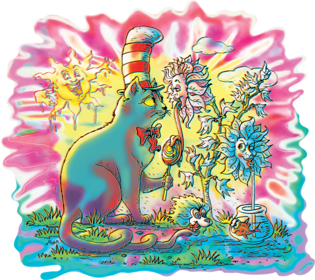 Lolliwhimsical Summer With Psychedelic Hat Cat by MudgeStudios