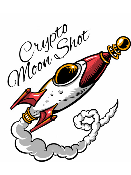 Crypto Coin Rocket Moon Shot Black