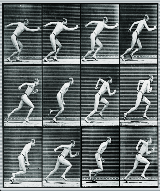 Time Lapse Motion Study Man Running Monochrome