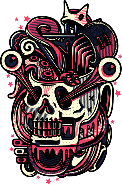 Crazy Skull Tattoo by Illustronii
