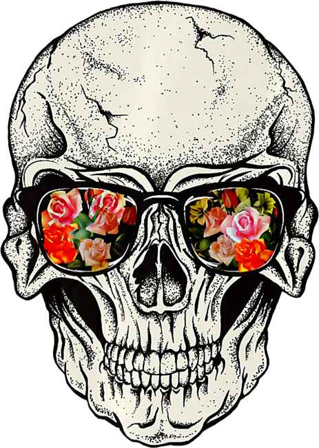 Cool Wild Halloween Floral Skull by FunArtDesigns00