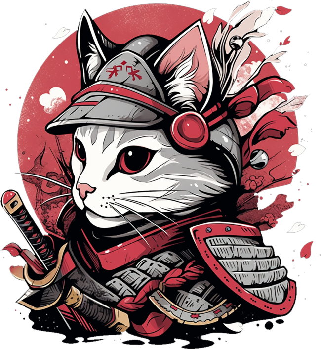 samurai white cat by prokolo